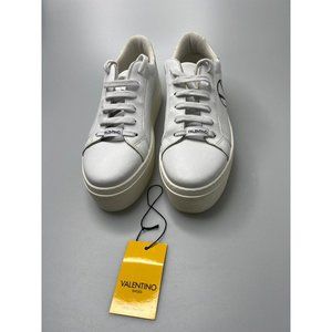 Mario Valentino Sela Perforated Leather Platform Sneakers White Women’s Size 9.5